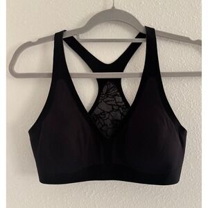 Lululemon Sports Bra Womens 6 Black Floral V-Neck Gym Sporty Active Training